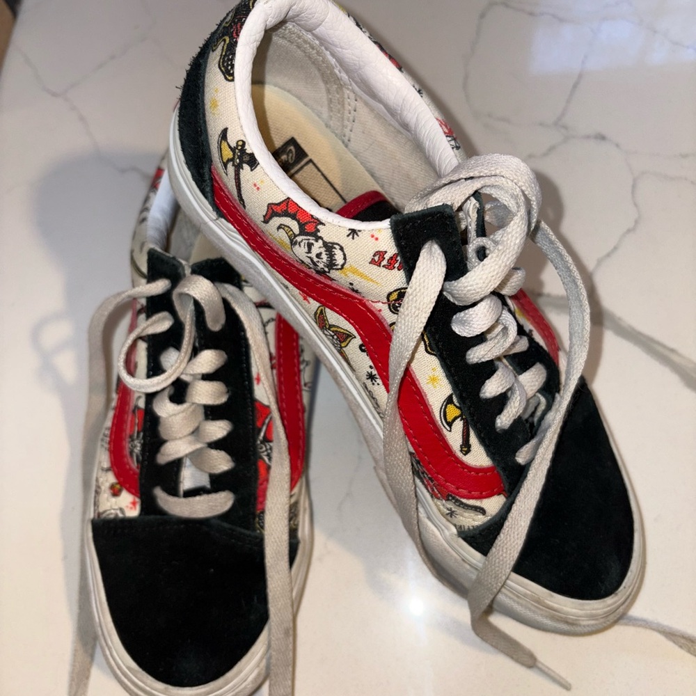 Stranger Things Vans Kids Sneakers in Black, Red, and White
